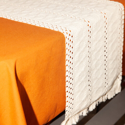Sendero caminero de mesa tejido 30x150cm blanco