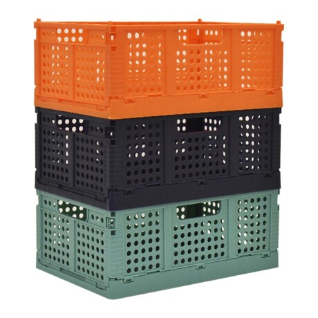 Cajón Organizador M Caja Plástica Plegable Apilable Multiuso Azul