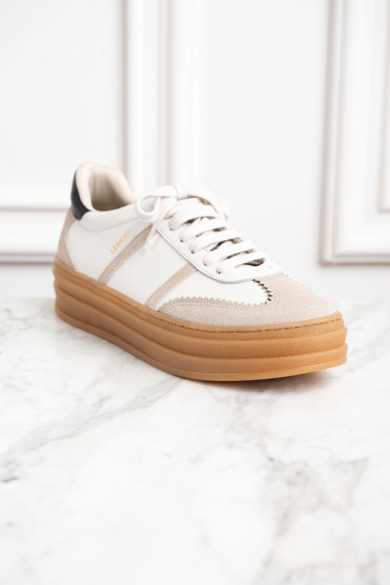 Zapatilla Combinada Cuero Nácar