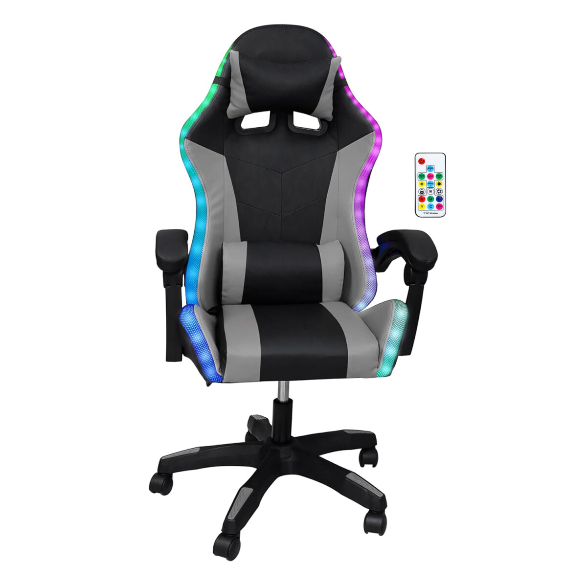 Silla Gamer Con Luces Led Rgb Ergonómica Y Reclinable 120kg - GRIS 