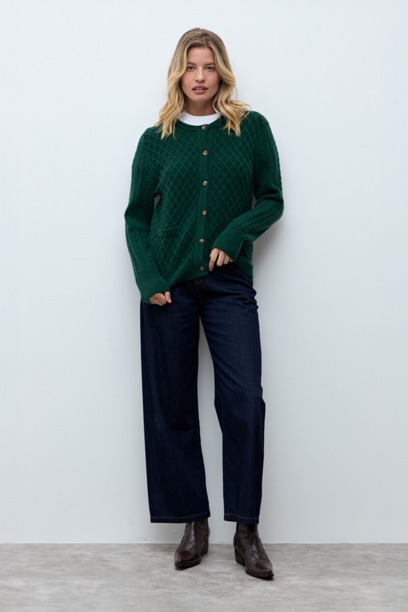 Cardigan estructuras rombos verde ingles