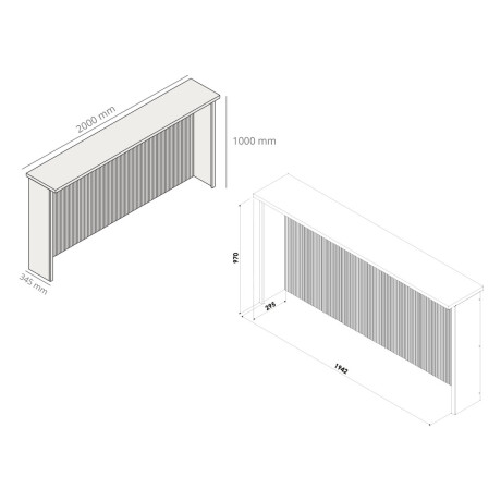 Barra de Isla Canelada MDF Nature 200 cm – Ideal para Cocinas Amplias GAMAS DE BEIGE