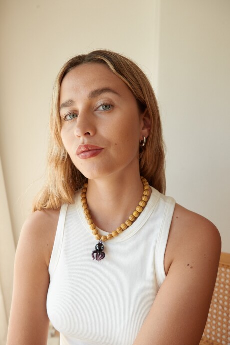 COLLAR PULPO (CERÁMICA Y VIDRIO) AMARILLO/PÚRPURA