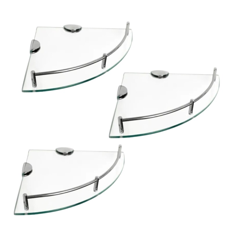 Set x3 esquinero para baño de vidrio TRANSPARENTE