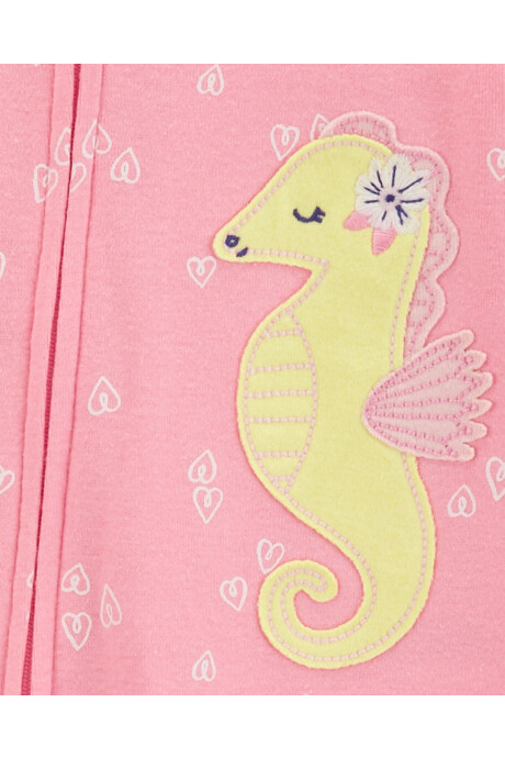 Pijama una pieza de algodón, estampa hipocampo. Talles 2-5T Sin color