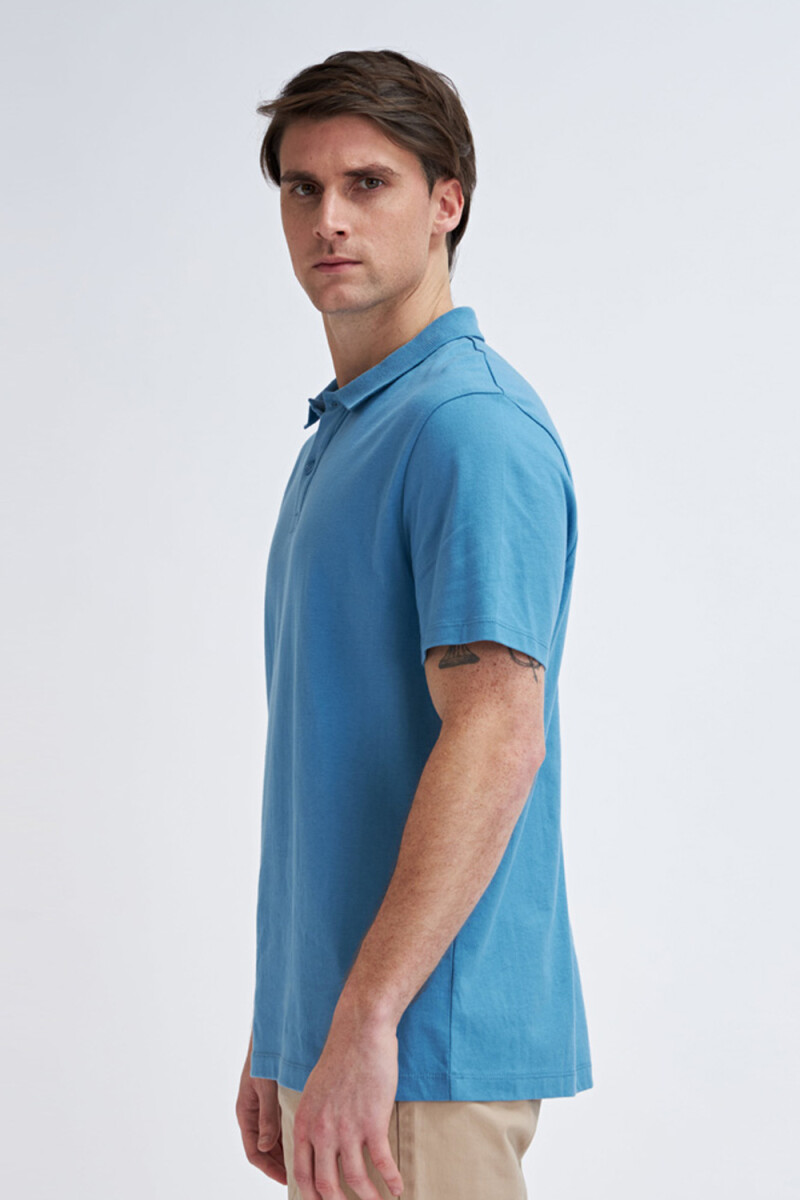 Camiseta manga corta polo Azul Piedra