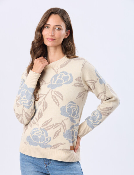BUZO TEJIDO ESTAMPADO Beige