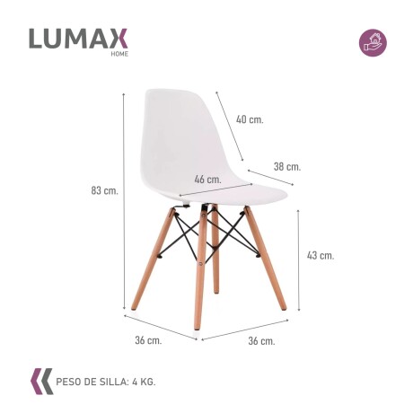 Juego de comedor Con Mesa Circular de 80cm + 4 Sillas Eames Naranja