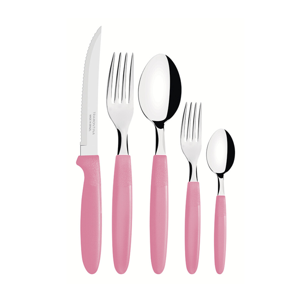 Juego cubiertos en pote, 30 piezas rosado "IPANEMA" -TRAMONTINA FER04978