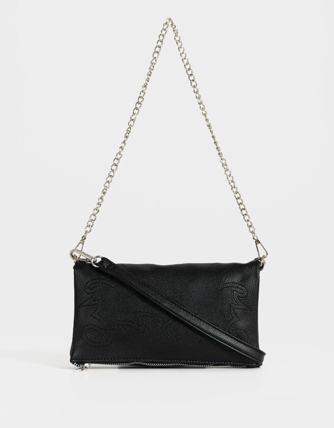 Bandoleras Boho Bandolera De Cuerina Con Solapa - Negro