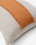Almohadón Daf 100% de lino beige y terracota con flecos 40 x 60 cm