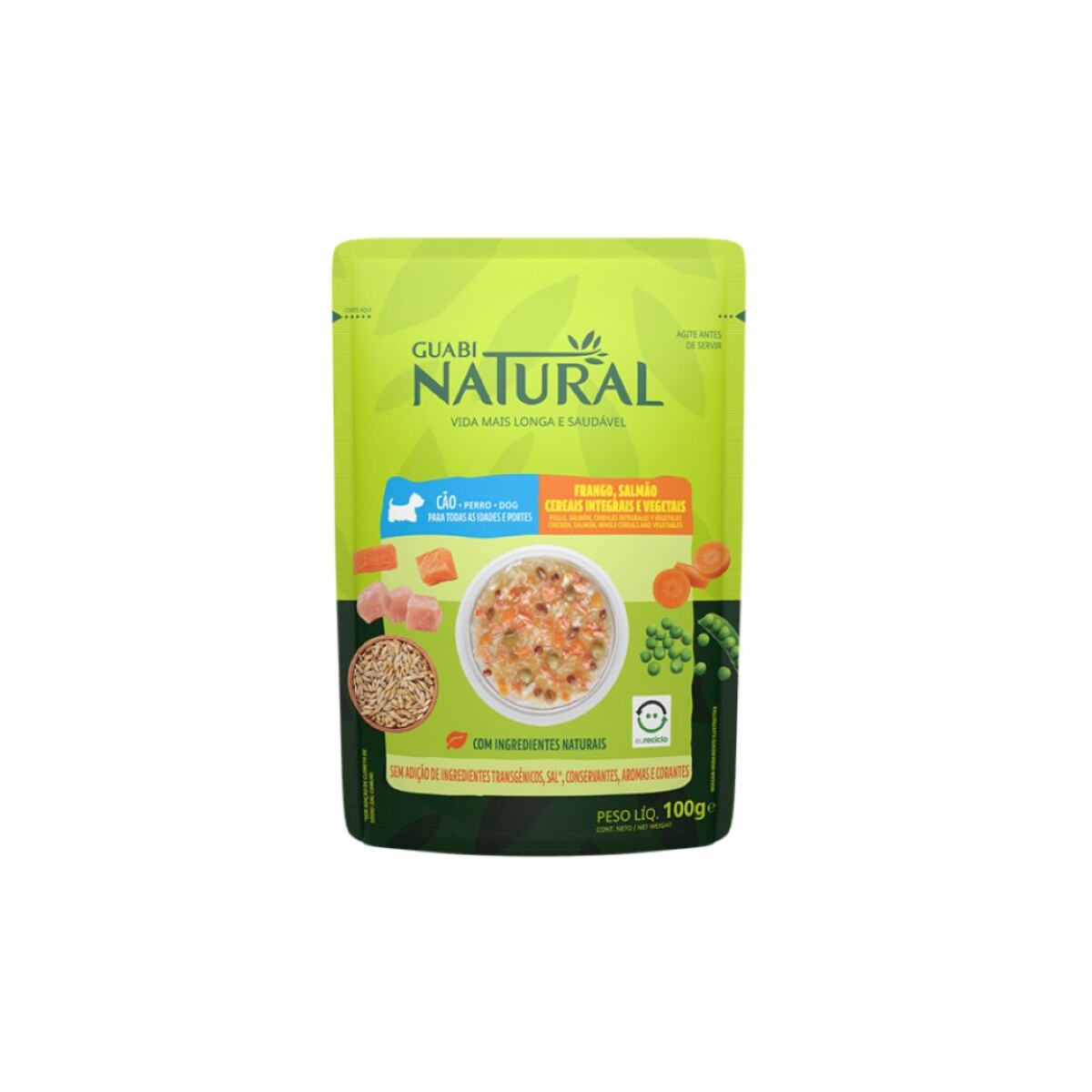 GUABI NATURAL PERRO SACHET POLLO, SALM, CER INT. 100G 