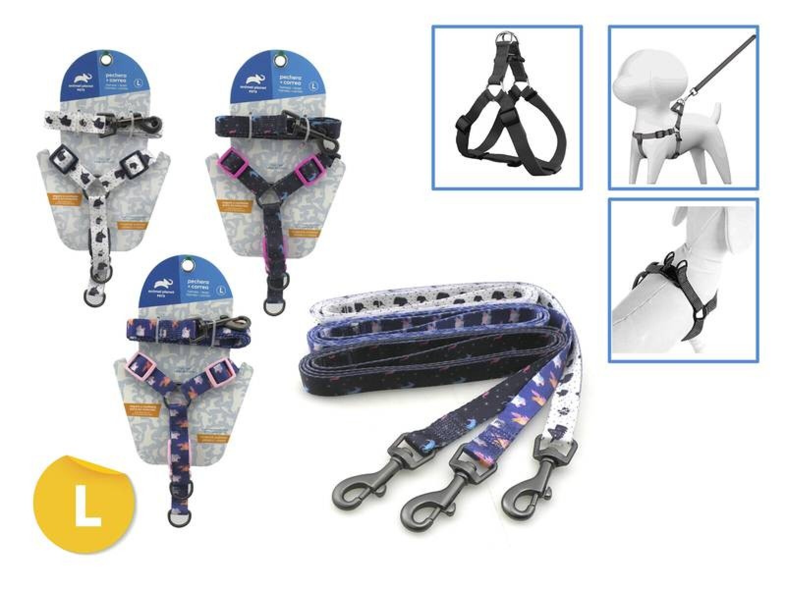 ARNÉS + CORREA PARA MASCOTAS L 