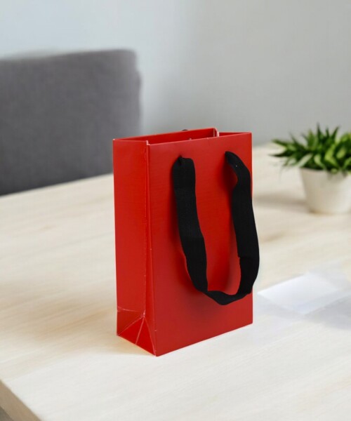 Bolsa cartulina laminada 10x05x15 cm ROJO