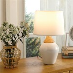 LAMPARA PORCELANA SIMIL MADERA D22x37CM BLANCA LAMPARA PORCELANA SIMIL MADERA D22x37CM BLANCA