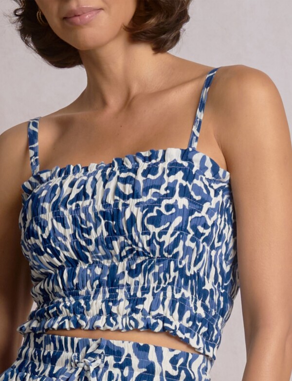 Top Crop Elastizado Estampado AZUL/MULTI