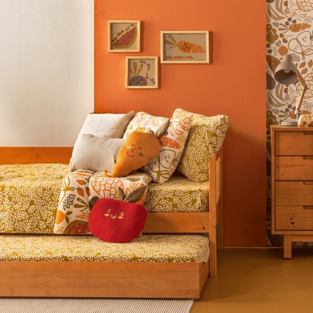 BICAMA DE MADERA CON RATÁN Y CAMA AUXILIAR - NO INCLUYE COLCHÓN BICAMA DE MADERA CON RATÁN Y CAMA AUXILIAR - NO INCLUYE COLCHÓN