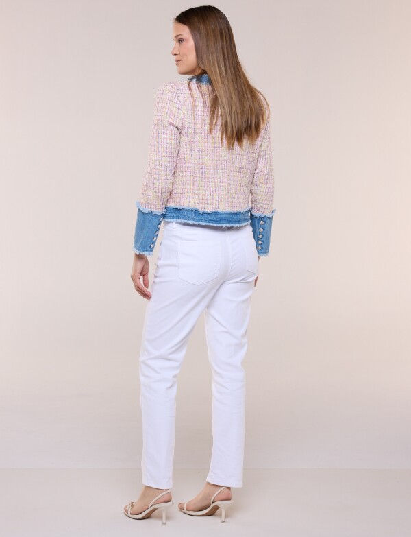 Chaqueta Tweed Multicolor Con Detalles Denim ROSA/MULTI