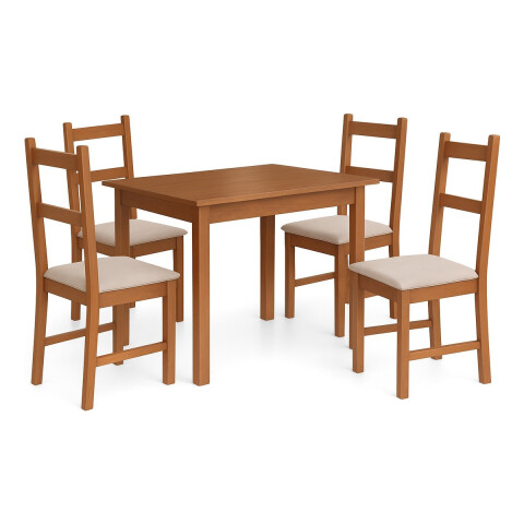 Juego De Comedor 4 Sillas Reforzadas En Pino Tapizadas Juego De Comedor 4 Sillas Reforzadas En Pino Tapizadas