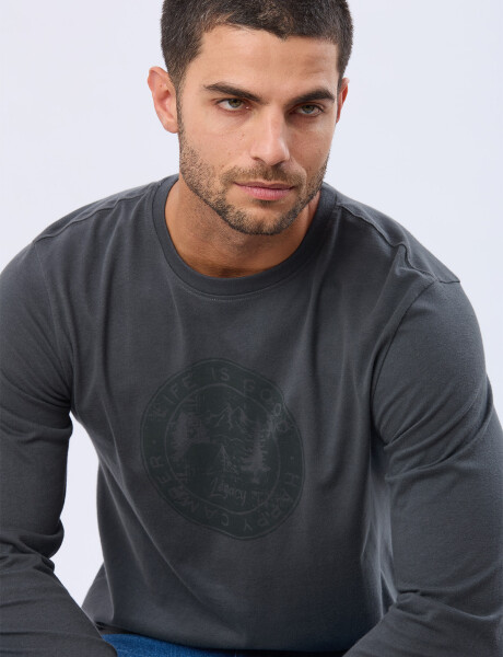 REMERA ESTAMPADA DE ALGODÓN GRIS