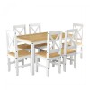 Juego de comedor 6 sillas - Madera maciza - Cruceta Blanco