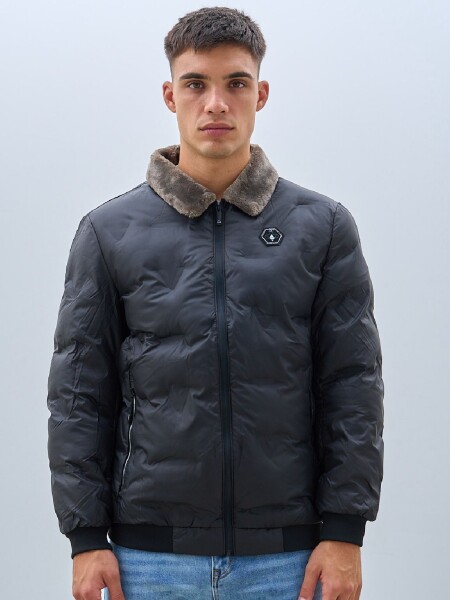 CAMPERA OXX 82261 CUELLO PIEL NEGRO