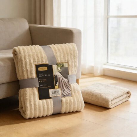 Manta Polar Velvet Fleece Frazada Pana Terciopelo 127x152cm Beige Claro