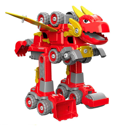 Robot Dragón Transformer 5x1 Autos De Construcción Rojo