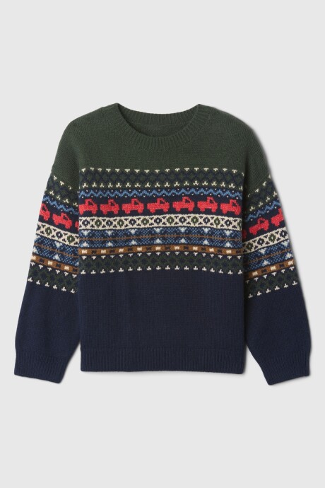 Buzo Cashsoft Cuello Redondo Toddler Niño Multi Fairisle