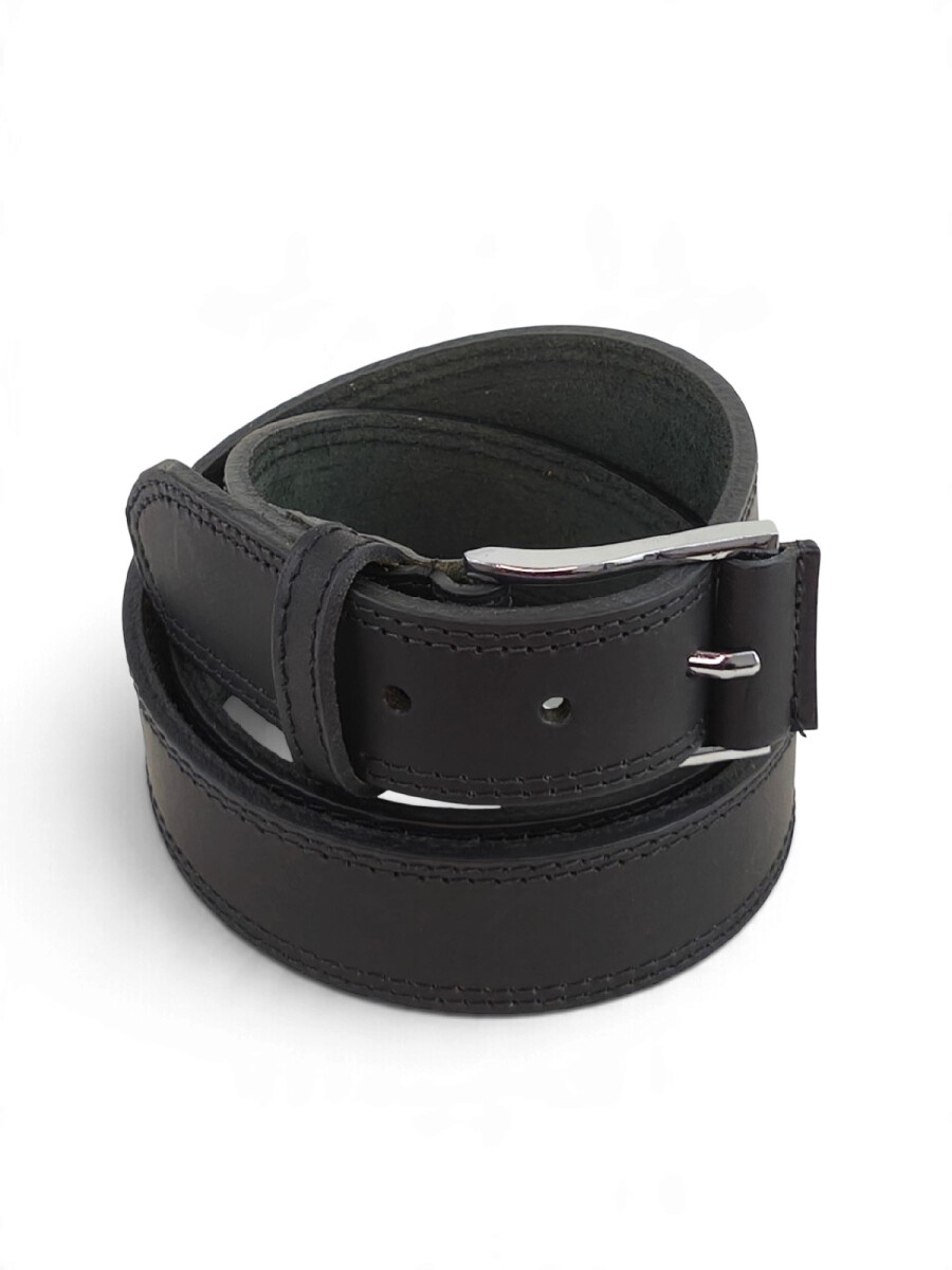 Cinturón de cuero vacuno jeanero de 3.5cm - Negro 