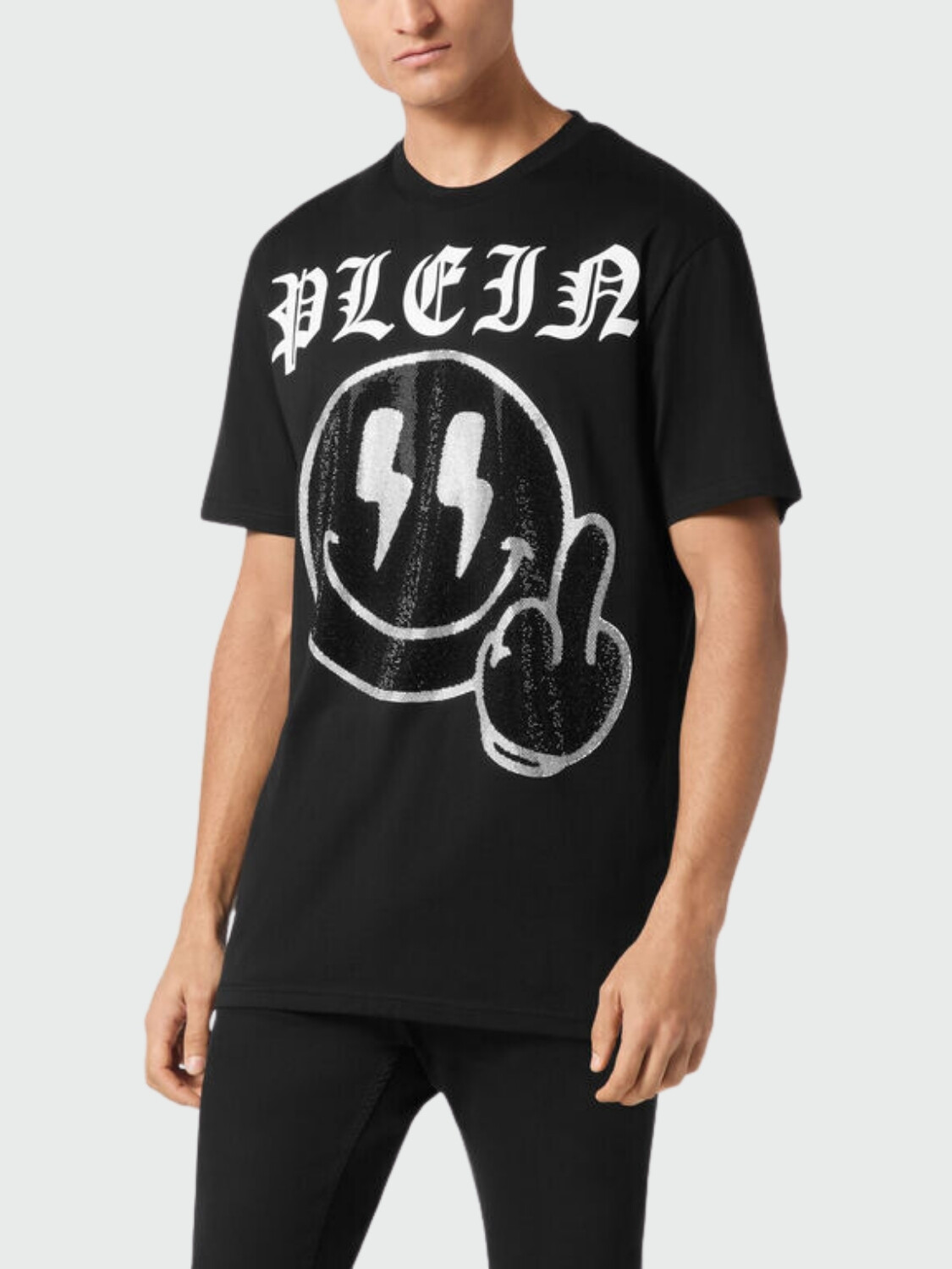 PHILIPP PLEIN - camiseta negra Smile con strass Negro