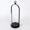 PORTA VELA METAL NEGRO/VIDRIO 10X10X27CM Unica