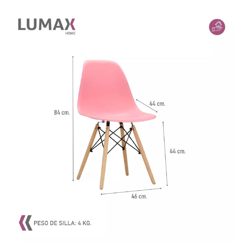 Silla De Comedor Eames Pack 4 Unidades Varios Colores Lumax Rosa