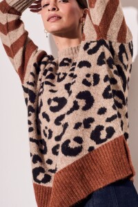 Sweater Animal Print Mangas Rayadas Multi