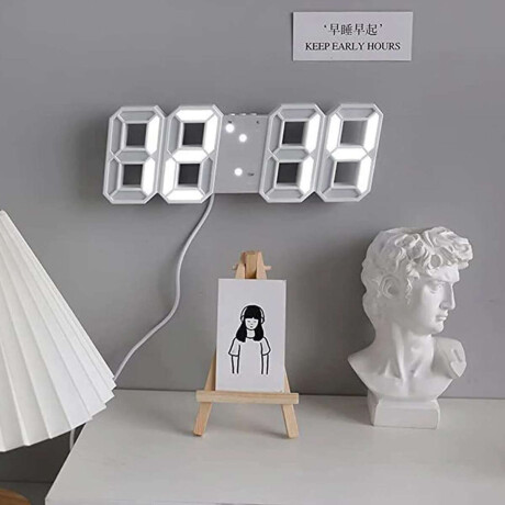 Reloj Digital 3D Blanco