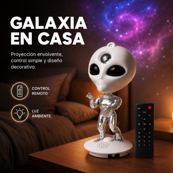 Lámpara Proyector Estrellas Alien Bluetooth Remoto 360 Blanco