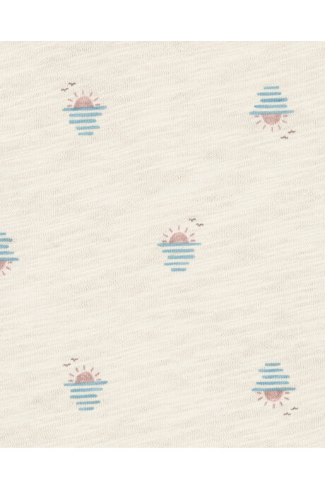 Set dos piezas de algodón, enterito corto y remera, diseño atardecer Sin color