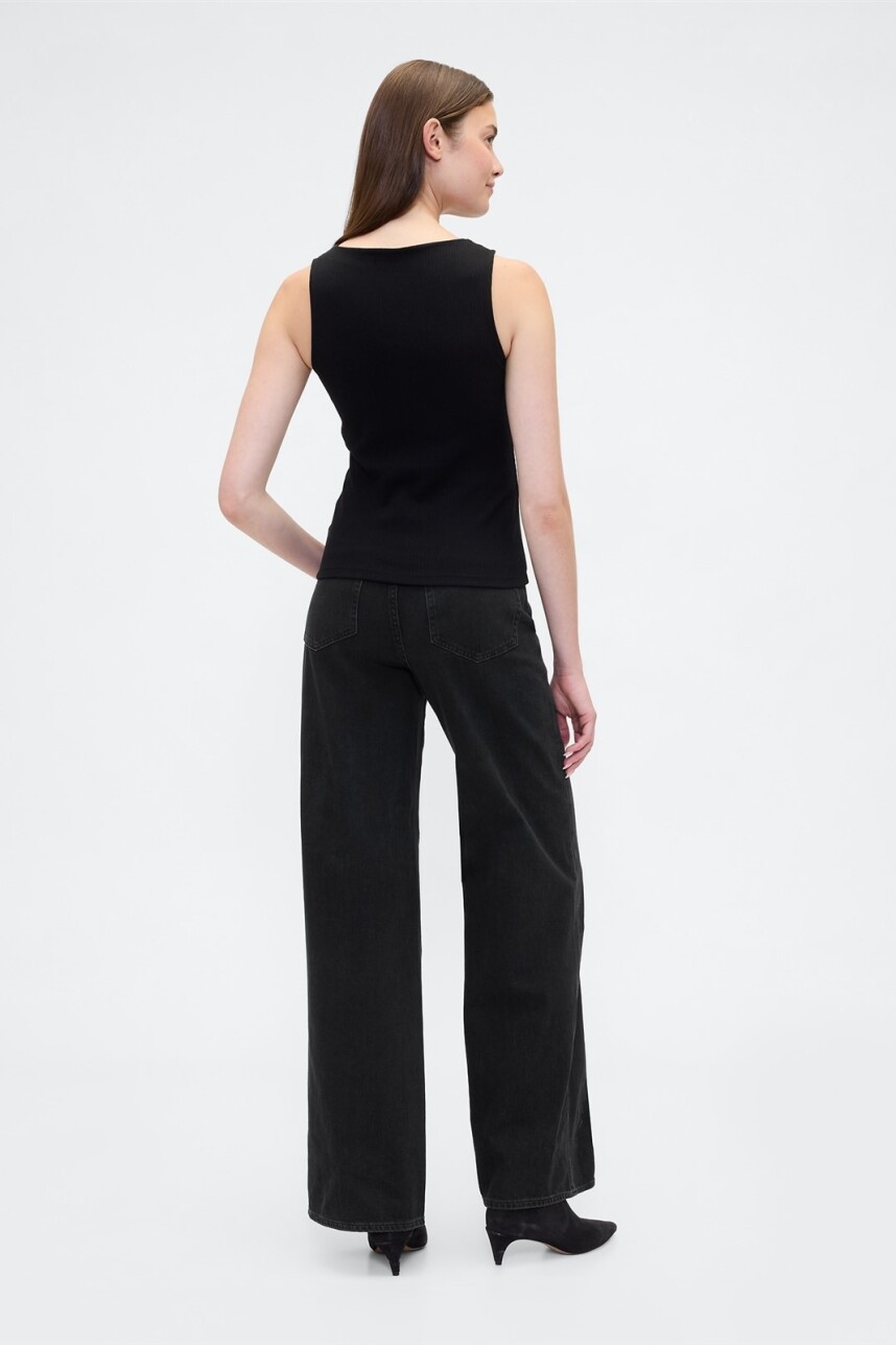 Jean Wide Leg Tiro Alto Mujer Washed Black