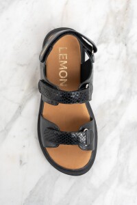 Sandalia Cuero Combinada Negro