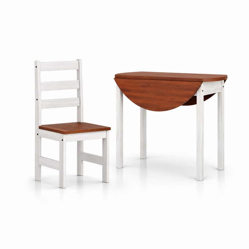 JUEGO DE COMEDOR REDONDO 4 SILLAS MESA REBATIBLE BLANCO CERA 1MTS Juego De Comedor Redondo 4 Sillas Mesa Rebatible Blanco Cera 1mts