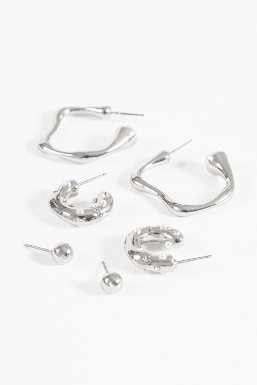 Set 3 aros irregulares plateado