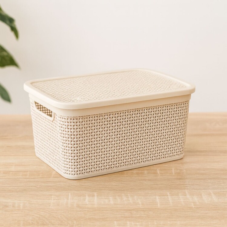 CAJA ORGANIZADORA SIMIL RATTAN 15 LITROS BEIGE CAJA ORGANIZADORA SIMIL RATTAN 15 LITROS BEIGE