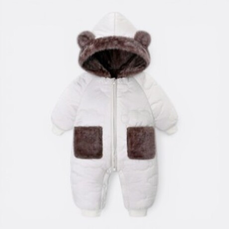 Body Bebé Abrigo Capitoneado Corderito Sintético Blanco