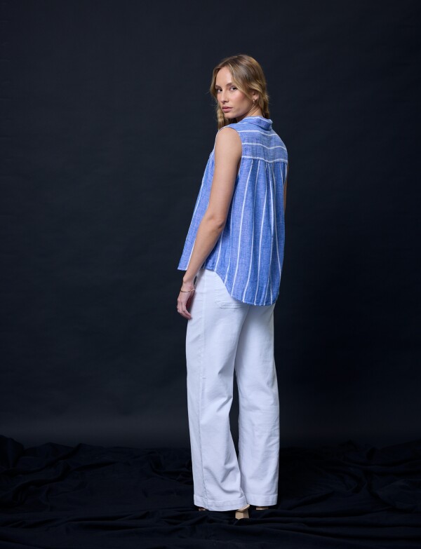 Camisa Lino AZUL/BLANCO