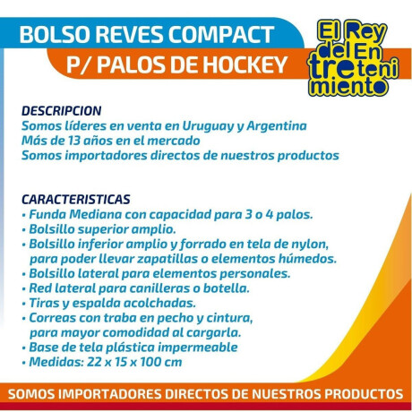 Bolso Profesional Reves P/ 3 Palos Hockey Funda Color Gris