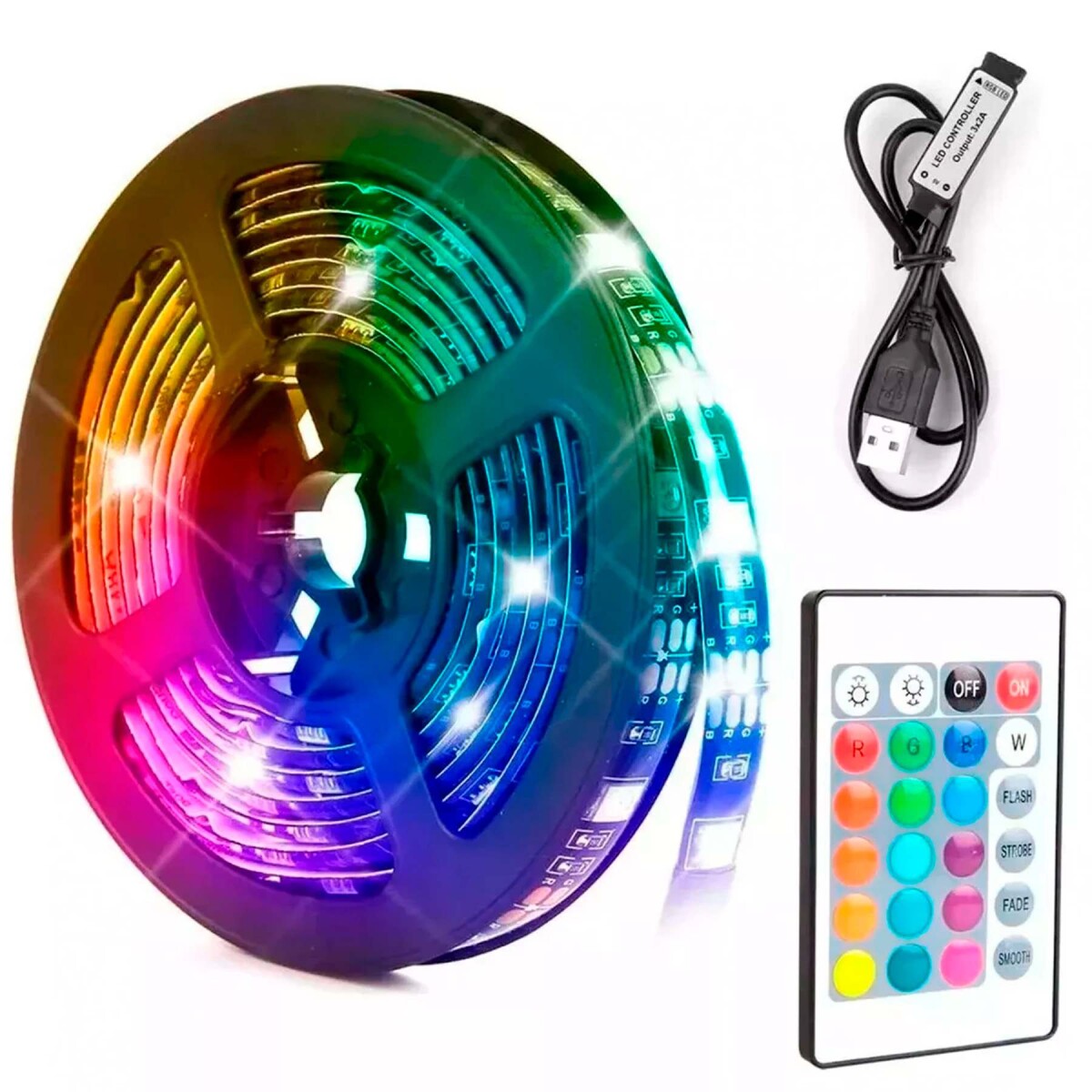 Tira Cinta Luces Led Rgb 3 Metros USB + Control + Bluetooth® - Diseño Colores 