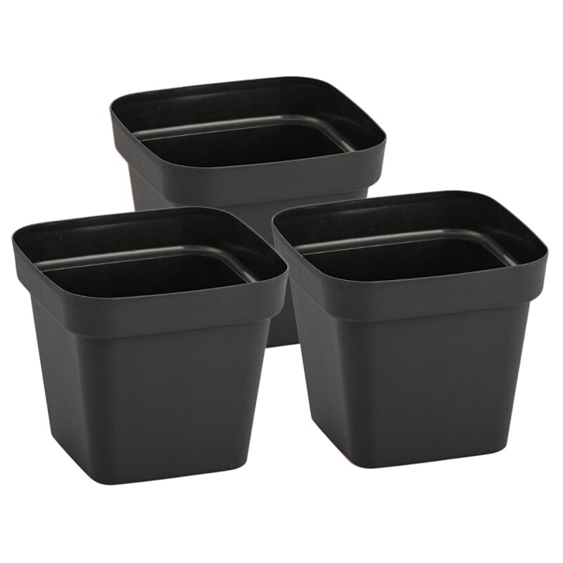 Set x3 Maceta cuadrada 3,8 lts NEGRO