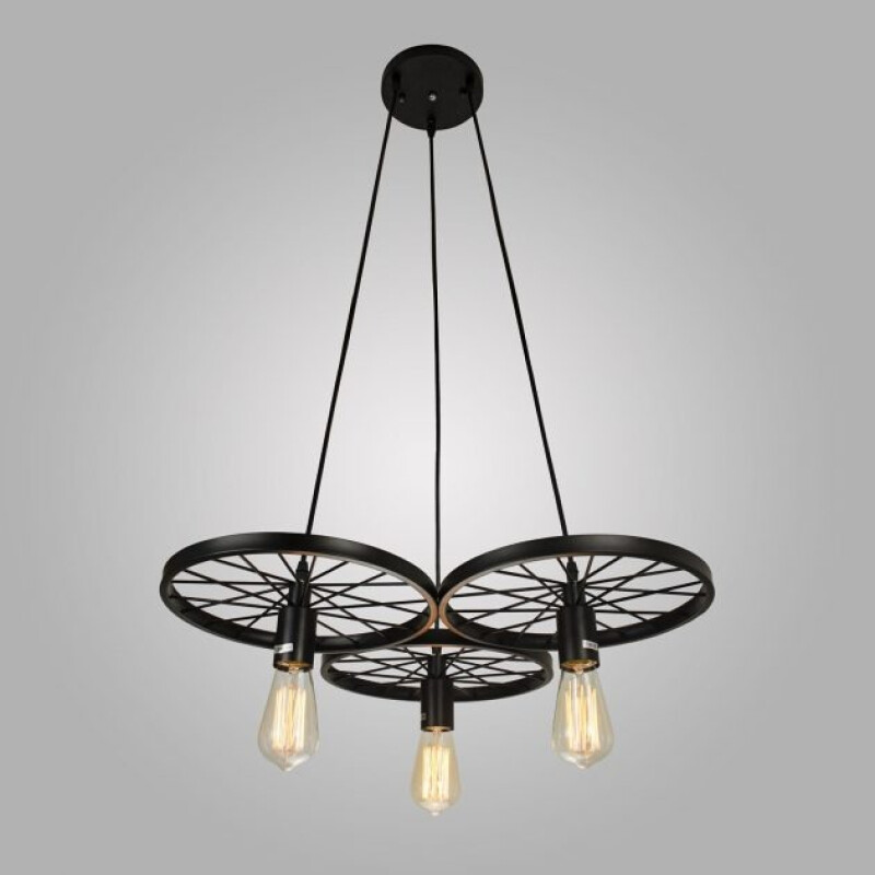 Lampara Colgante Techo Retro Decorativo Ruedas Vintage Led Negro