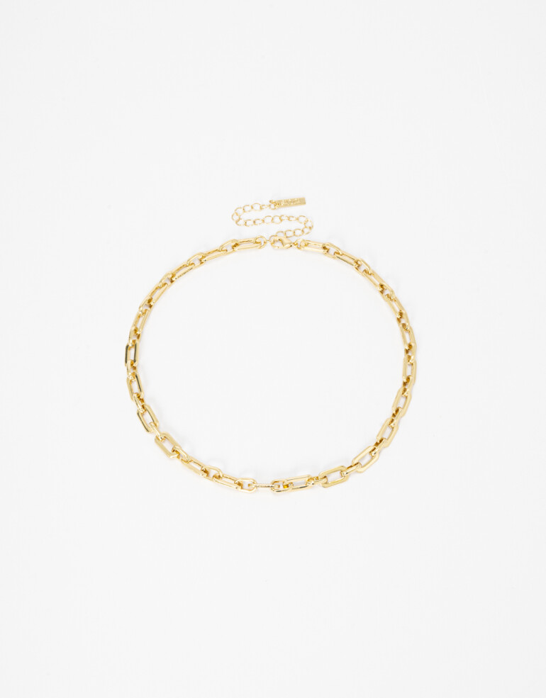 Collares Cortos Metal Collar Corto Eslabon Metálico. - Dorado