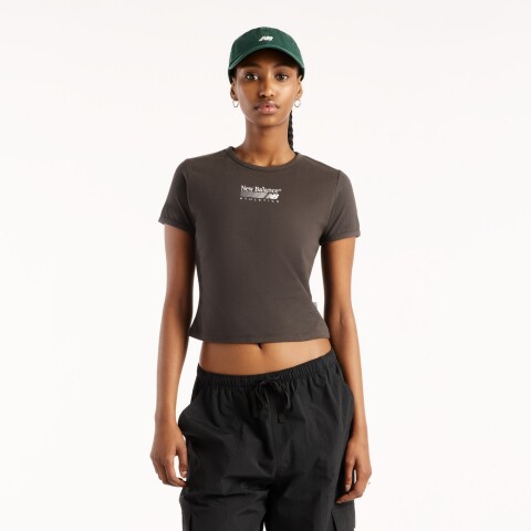 Remera New Balance de Dama - Trackside - WT62O4MBBLK DARK GREY